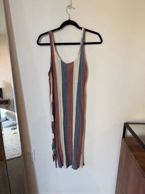 Zulu & Zephyr Striped Knit Midi Dress - Blue, Cream & Rust